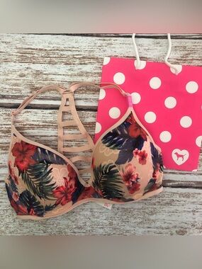 NWT PINK Victoria’s Secret Tropical Floral Print Bra Size 32D